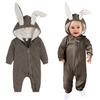 AGQT Baby Boys Bunny Costume 1st Easter Outfit Halloween Animal Costume One Piece Romper Rabbit Ear Bodysuits Hoodie Brown Size 18-24 Months view 1