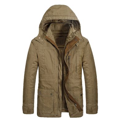 DGHM-JLMY Men Padded Cotton-Padded Jacket Casual Coat Hooded Warm Coat Heavyweight Winter Parka Jacket Thickened Winter Coat (Brown,Large)