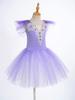 Agoky Girls Sequins Ballet Dance Dress Swan Lake Performance Tutu Leotard Dress with Fingerless Gloves Hair Clip Costume Purple A 5-6 Years view 4