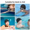 4 pcs Elastic Swim Caps for Both Women & Men & Kids Fabric Durable Non-Waterproof Cloth Swimming Pool Cap Elastic Bathing Cap (2Black&2dark Blue, 4) view 2