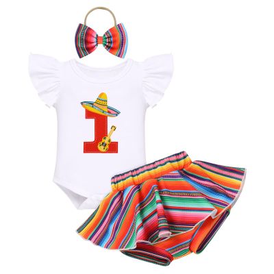 IMEKIS Cinco de Mayo 1st Birthday Outfits Girls Baby Cake Smash Mexican Fiesta Party Sombrero Hat May 5 Romper Bummies Shorts Toddler First Taco Bout One Photoshoot Colorful 12-18 Months