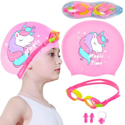AuSletie Kids Swim Caps for Girls, Toddler Silicone Swimming Cap for Kids, Durable Comfortable Swimming Caps for Girls