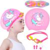 AuSletie Kids Swim Caps for Girls, Toddler Silicone Swimming Cap for Kids, Durable Comfortable Swimming Caps for Girls view 1