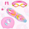 AuSletie Kids Swim Caps for Girls, Toddler Silicone Swimming Cap for Kids, Durable Comfortable Swimming Caps for Girls view 3