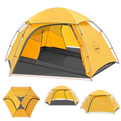 KAZOO Waterproof Backpacking Tent Ultralight 1/2 Person Lightweight Camping Tents 1/2 People Hiking Tents Aluminum Frame Double Layer (2P Yellow)