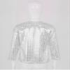 Agoky Kids Boys Girls Long Sleeve Shiny Sequin Dance Crop Top Diamond Children Gymnastic Performance Tee Shirts Silver 2-3 Years view 4