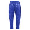 Agoky Kids Girls Boys Shiny Metallic Dance Harem Pants Athletic Jazz Hip Hop Latin Dance Leggings Radish Pants Royal Blue 9-10 Years view 2