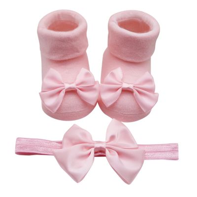 Children Kids Socks Soft Bottom Toddler Shoes Socks Bowkot Princess Socks Floor Socks 1PC Socks + Toddler Slipper Socks (Pink, 0 Months)