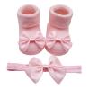 Children Kids Socks Soft Bottom Toddler Shoes Socks Bowkot Princess Socks Floor Socks 1PC Socks + Toddler Slipper Socks (Pink, 0 Months) view 1
