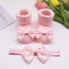 Children Kids Socks Soft Bottom Toddler Shoes Socks Bowkot Princess Socks Floor Socks 1PC Socks + Toddler Slipper Socks (Pink, 0 Months) view 2
