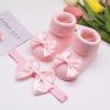 Children Kids Socks Soft Bottom Toddler Shoes Socks Bowkot Princess Socks Floor Socks 1PC Socks + Toddler Slipper Socks (Pink, 0 Months) view 3