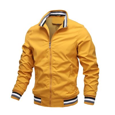 Men's Casual Trench Coat Fashion Rain Jacket With Hoodie - Spring and Autumn Sports Solid Color Coat With 2 Vests XXL Bubble Jacket (XXL, Yellow)