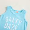 2Pcs Baby Boys Summer Clothing Sets Letter Print Sleeveless Tank Tops T-Shirt+ Solid Shorts Outfits Toddler Boy (Blue, 6-12 Months) view 2