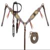 Showman Hair-On Cowhide Single Ear Leather Headstall & Breast Collar Set w/Buckstitch Trim view 1