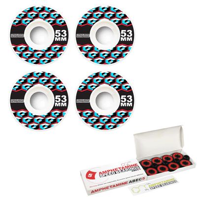 Consolidated Skateboard Wheels Cracked Cube 53mm 99A with ABEC 5 Bearings