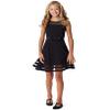 Calvin Klein Girls' Sleeveless Party Dress, Fit and Flare Silhouette, Round Neckline & Back Zip Closure, Black Satin, 7 view 2