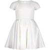 Calvin Klein Girls' Sleeveless Party Dress, Fit and Flare Silhouette, Round Neckline & Back Zip Closure, White Satin, 4T view 1