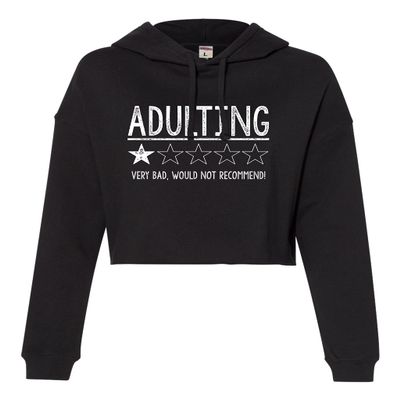 Small Black Women Adulting 1 Star Very Bad Would Not Recommend Funny Cropped Hooded Sweatshirt