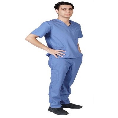 ACTIVE UNIFORMS Men Scrub Set Medical Scrub Top and Pants(Ceil Blue, 5X-Large)