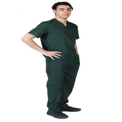ACTIVE UNIFORMS Men Scrub Set Medical Scrub Top and Pants(Hunter Green, 5X-Large)