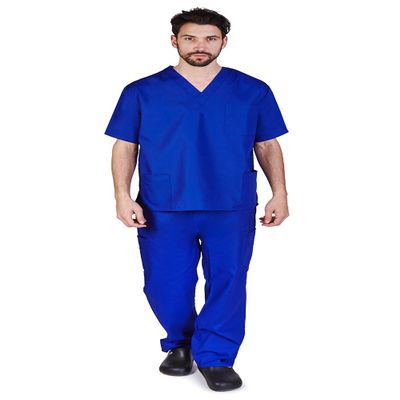 ACTIVE UNIFORMS Men Scrub Set Medical Scrub Top and Pants(True Royal Blue, 5X-Large)