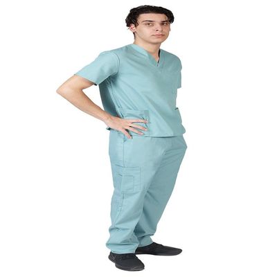 ACTIVE UNIFORMS Men Scrub Set Medical Scrub Top and Pants(Misty Green, 3X-Large)