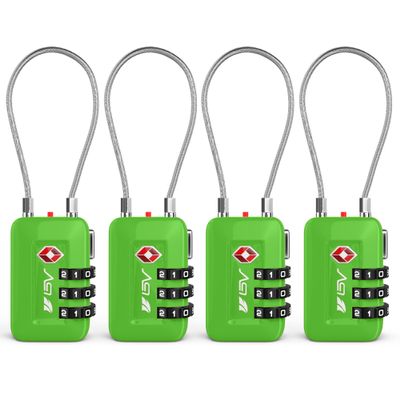 TSA Accepted Luggage Travel Lock, Set-Your-Own Combination Lock for School Gym Locker, Luggage Suitcase Baggage Locks, Filing Cabinets, Toolbox, Case(Green, 4 Pack)