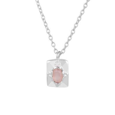 925 Sterling Silver Rose Quartz Pendant Necklace, 18" Handmade Jewelry for Gift Women