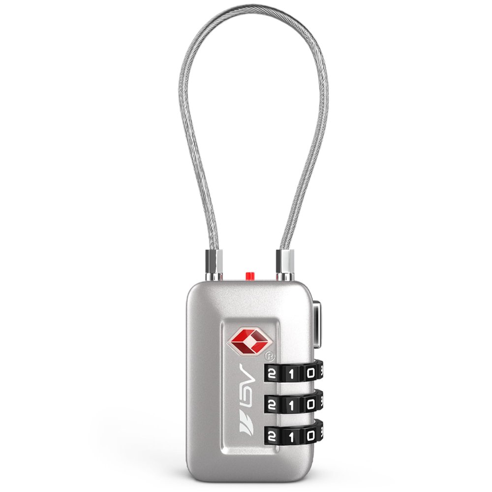 TSA Accepted Luggage Travel Lock, Set-Your-Own Combination Lock for School Gym Locker, Luggage Suitcase Baggage Locks, Filing Cabinets, Toolbox, Case (Silver, 1 Pack)