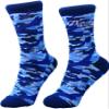 Pavilion - Badass Teacher - M/L 9-13 Women US or 8-12 US Men Blue Camouflage Unisex Cotton Blend Crew Cut Socks view 1