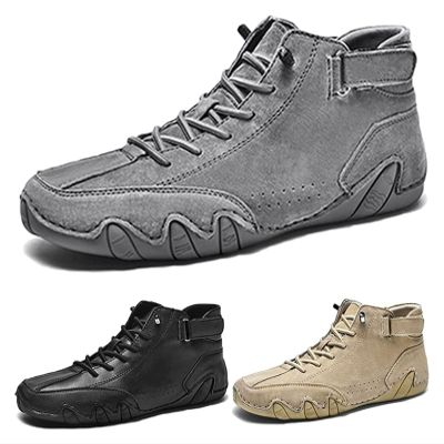 DAGY Chukka Boots Mens, Non-Slip Breathable Men's Suede Leather Casual Sneaker High Boots Men's Casual Sneakers (Color : Gray, Size : 13)