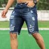 WABEOR Mens Ripped Denim Shorts Stretch Slim Fit Casual Destroyed Jeans Summer Big and Tall Shorts Distressed Jean Shorts view 2