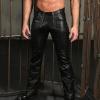WABEOR Men's Slim Fit Faux Leahter Pants Straight Stretch Biker Pants Plus Size Fashion Punk Motorcycle Pleather Trousers Black view 3