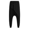 WABEOR Men's Casual Harem Pants Loose Fit Elastic Waist Drawstring Sweatpants Japanese Style Soft Cotton Trousers with Pocket Black view 2