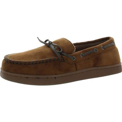 Club Room Mens Cozy Comfy Moccasin Slippers Tan 6-7 Medium (D)