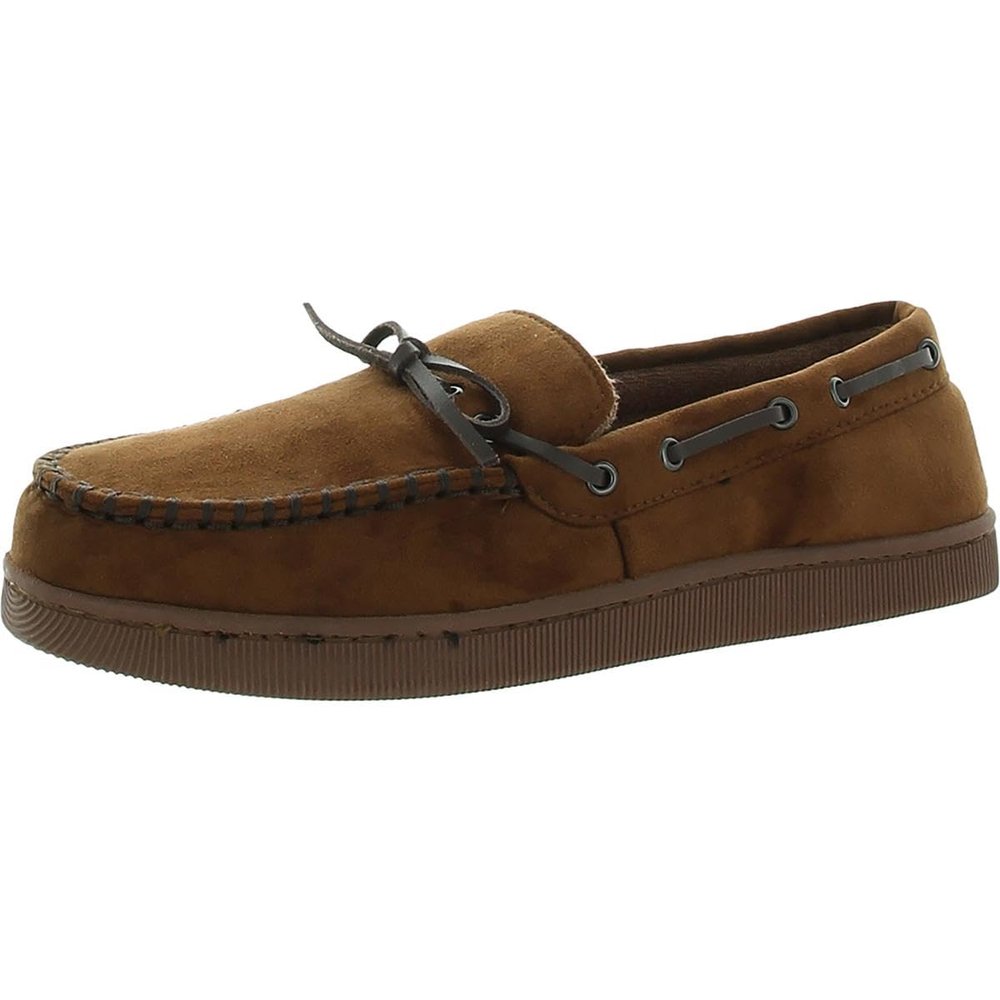 Club Room Mens Cozy Comfy Moccasin Slippers Tan 6-7 Medium (D)