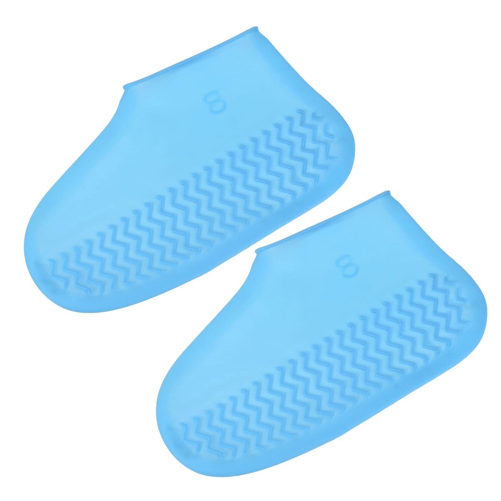 PATIKIL S Foldable Waterproof Silicone Shoe Cover, Reusable Non-Slip Overshoes Rain Shoes Covers Protectors Galoshes for Outdoor Rain Snow, Blue 1 Pair