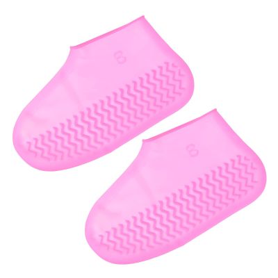 PATIKIL S Foldable Waterproof Silicone Shoe Cover, Reusable Non-Slip Overshoes Rain Shoes Covers Protectors Galoshes for Outdoor Rain Snow, Pink 1 Pair
