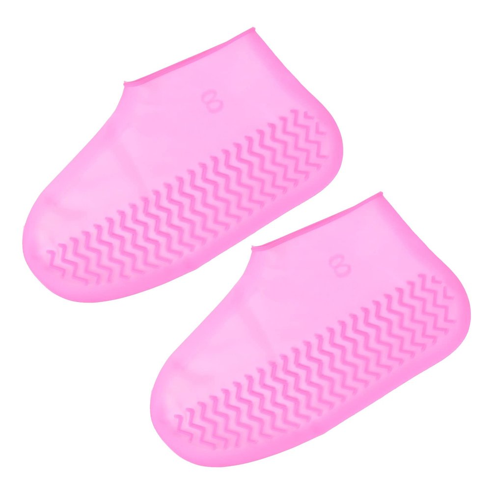 PATIKIL S Foldable Waterproof Silicone Shoe Cover, Reusable Non-Slip Overshoes Rain Shoes Covers Protectors Galoshes for Outdoor Rain Snow, Pink 1 Pair