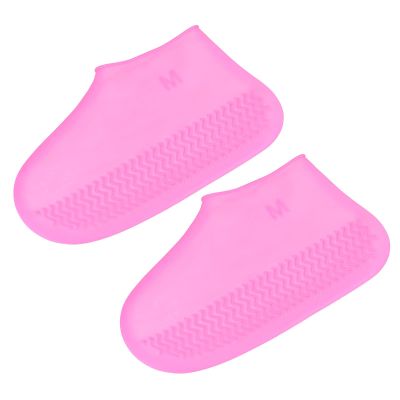 PATIKIL M Foldable Waterproof Silicone Shoe Cover, Reusable Non-Slip Overshoes Rain Shoes Covers Protectors Galoshes for Outdoor Rain Snow, Pink 1 Pair