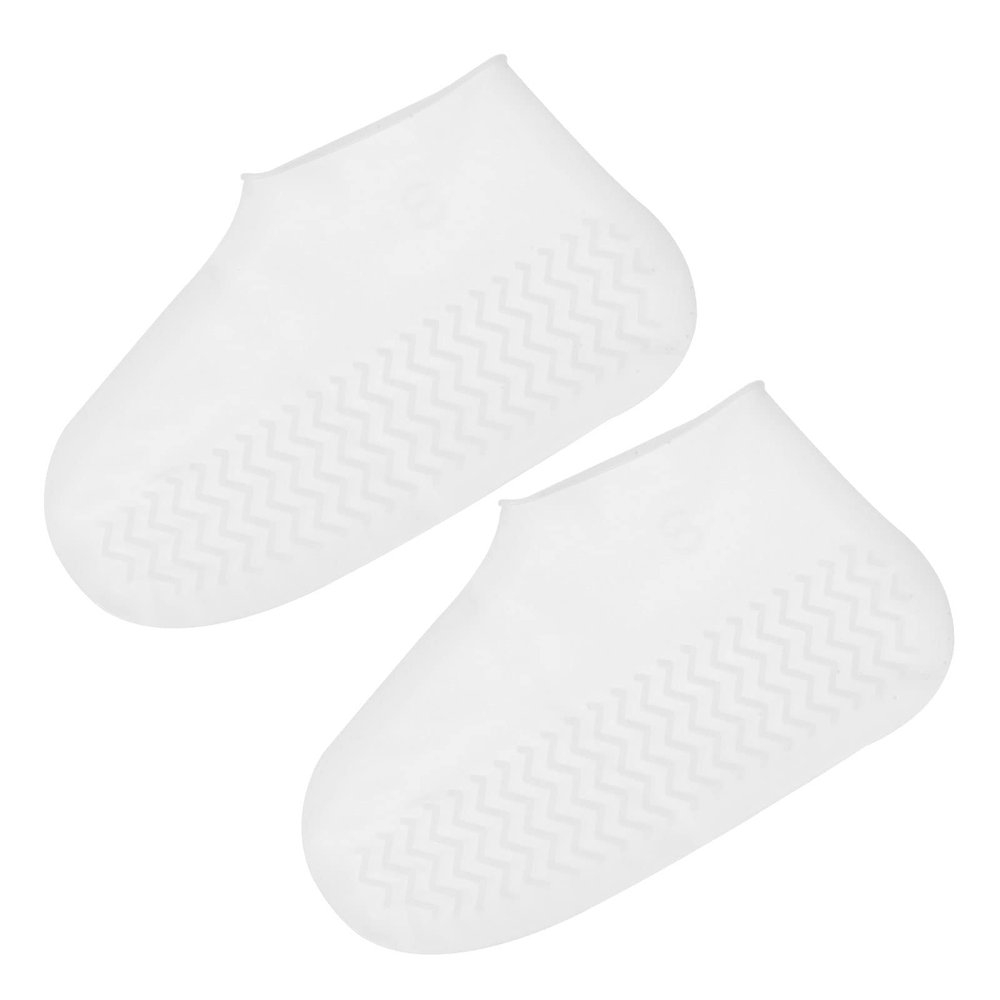 PATIKIL S Foldable Waterproof Silicone Shoe Cover, Reusable Non-Slip Overshoes Rain Shoes Covers Protectors Galoshes for Outdoor Rain Snow, White 1 Pair