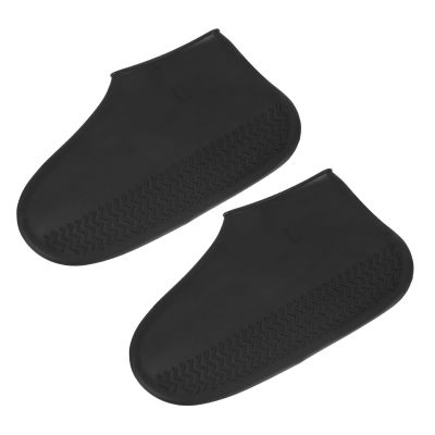 PATIKIL L Foldable Waterproof Silicone Shoe Cover, Reusable Non-Slip Overshoes Rain Shoes Covers Protectors Galoshes for Outdoor Rain Snow, Black 1 Pair