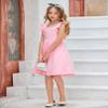 Arshiner Girls Summer Dresses Square Neck Ruffle Sleeve Tie Back A-Line Swing Casual Midi Dress with Pockets Misty Pink view 2