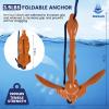 Dreizack Kayak Anchor Kit, 3.5 lb Folding Grapnel Boat Anchor Trolley Accessories with 40ft Rope and PVC Buoy for Fishing Kayaks SUP Paddle Boards Canoes Jet Ski PWC Inflatable Small Boats, Orange view 2