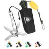 Dreizack Kayak Anchor Kit, 3.5 lb Folding Grapnel Boat Anchor Trolley Accessories with 40ft Rope and PVC Buoy for Fishing Kayaks SUP Paddle Boards Canoes Jet Ski PWC Inflatable Small Boats, Silver view 1