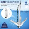 Dreizack Kayak Anchor Kit, 3.5 lb Folding Grapnel Boat Anchor Trolley Accessories with 40ft Rope and PVC Buoy for Fishing Kayaks SUP Paddle Boards Canoes Jet Ski PWC Inflatable Small Boats, Silver view 2