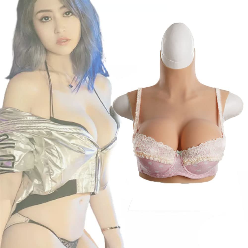 Silicone Breastplate Crossdressing Apparel Male to Female, Silicone Breast Forms Fake Boobs Tight Suit A-G Cup for Transgender DQ (#2,C Cup Silicone Filler)