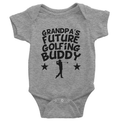 Grandpa's Future Golfing Buddy Unisex Baby Crawl Suit Short Sleeve Rompers Bodysuit Outfits D-Gray
