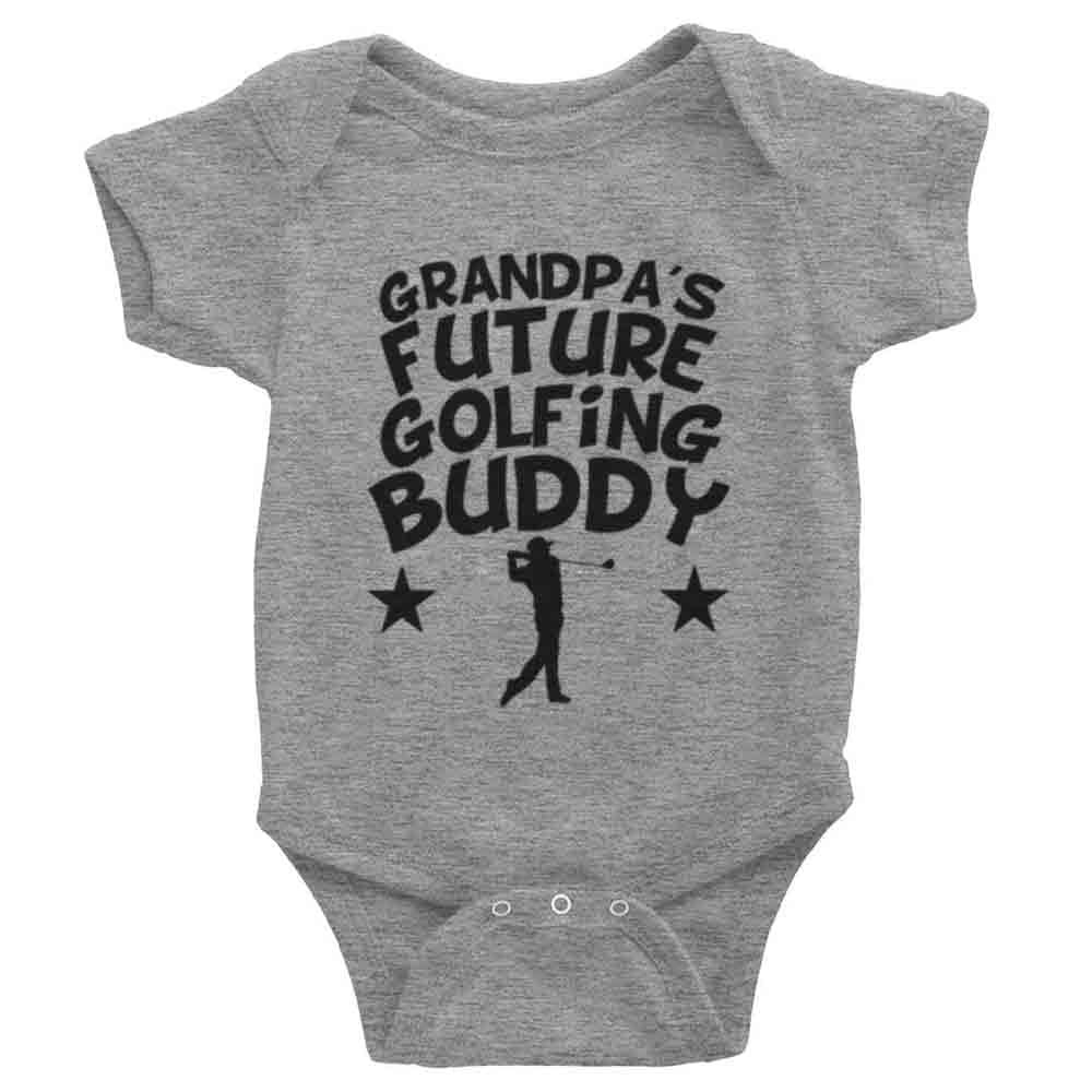 Grandpa's Future Golfing Buddy Unisex Baby Crawl Suit Short Sleeve Rompers Bodysuit Outfits D-Gray