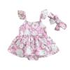 Baby Girl Easter Outfit Cute Bunny Romper Dress Sequin Backless Playwear Dresses with Tulle Newborn 1st Easter Clothes (Purple Rabbit&Flower,0-3 Months) view 1
